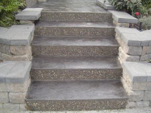 stamp stamped concrete step stair stairs stairway staircase riser skin color tint colour coloured colored tinted