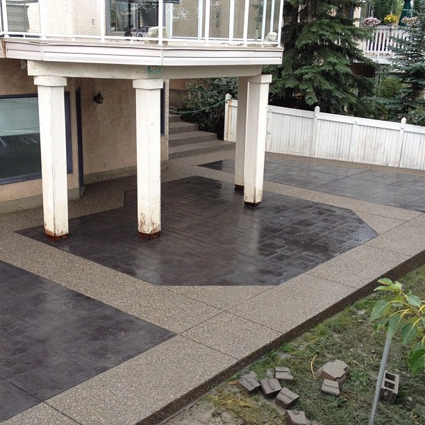 concrete patio walk out walk-out design charcoal color